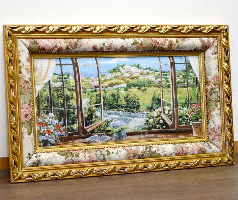 絵画 額絵 ゴブラン額絵 窓から眺める丘 壁掛け 額入り アート アートパネル