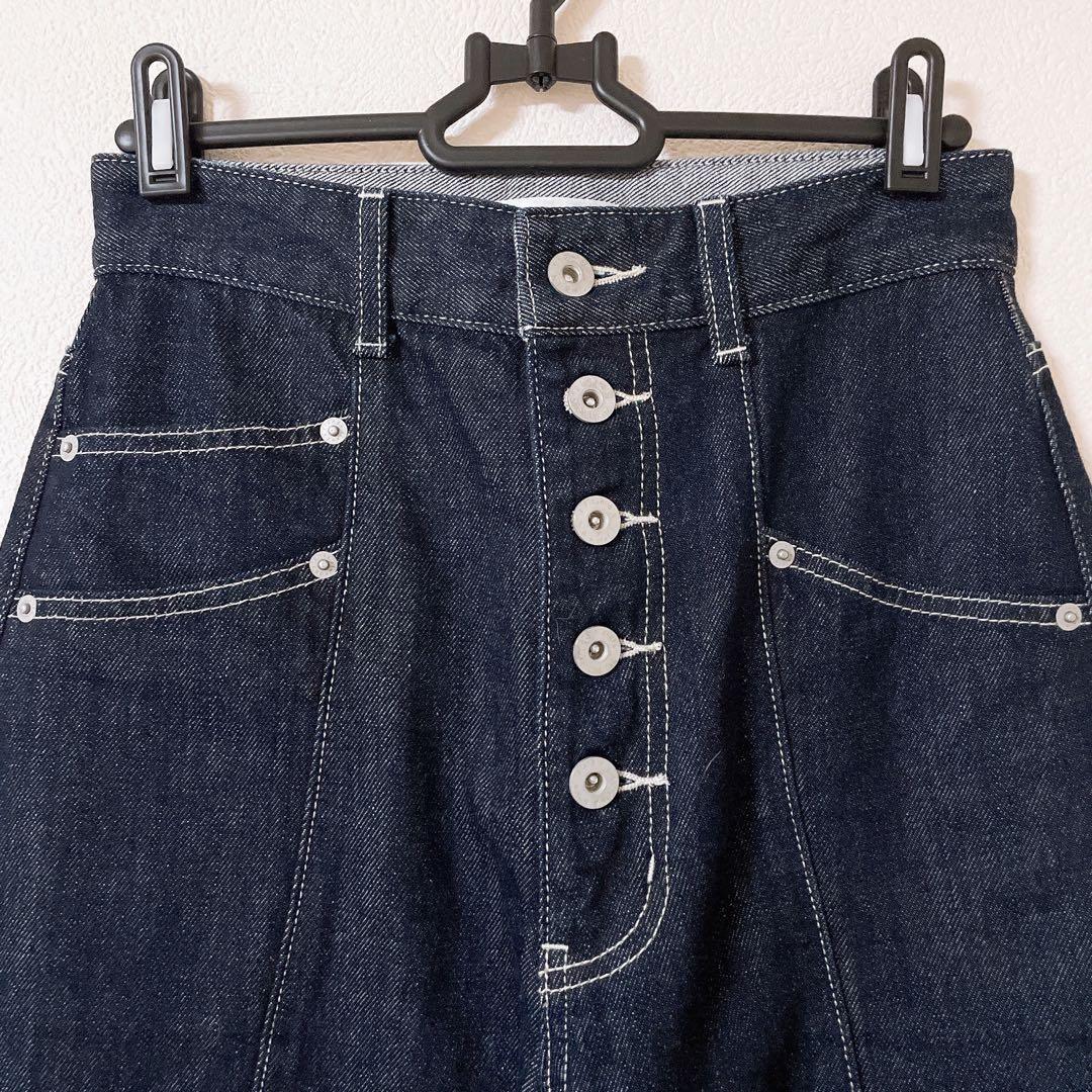 新品タグ付き rienda フロントボタンデザインハイウエストデニムパンツ M