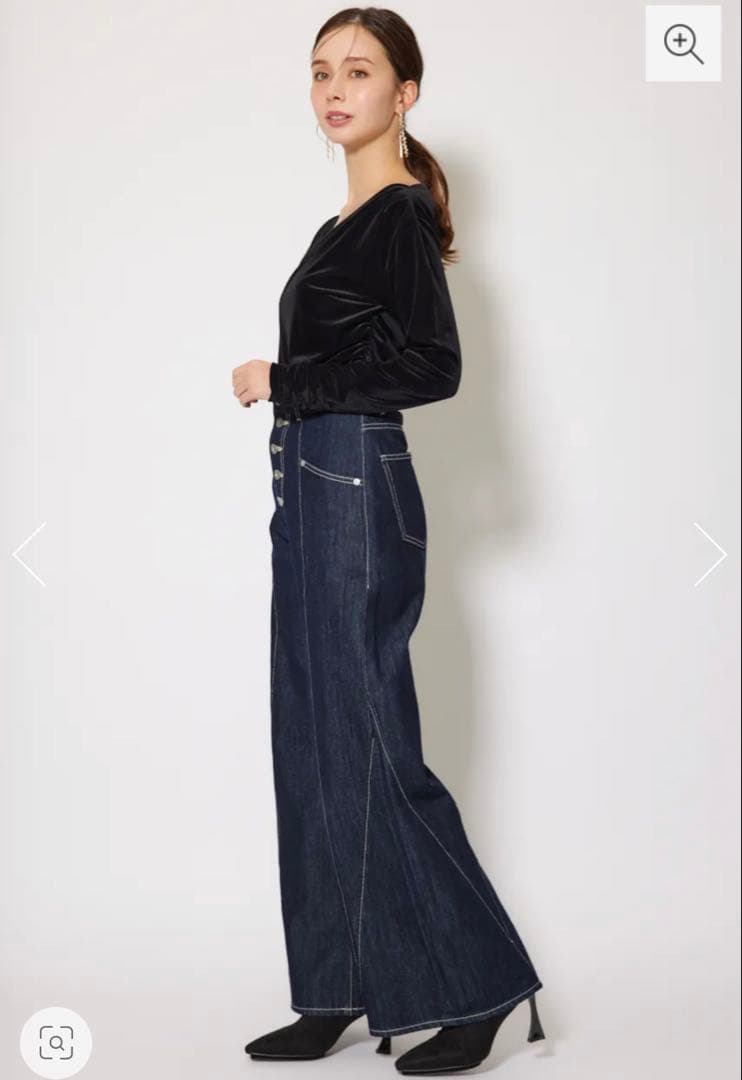 新品タグ付き rienda フロントボタンデザインハイウエストデニムパンツ M