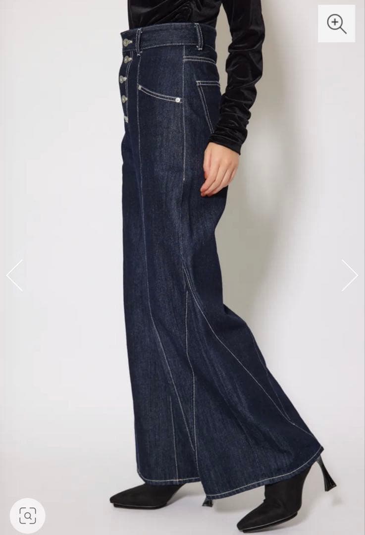 新品タグ付き rienda フロントボタンデザインハイウエストデニムパンツ M