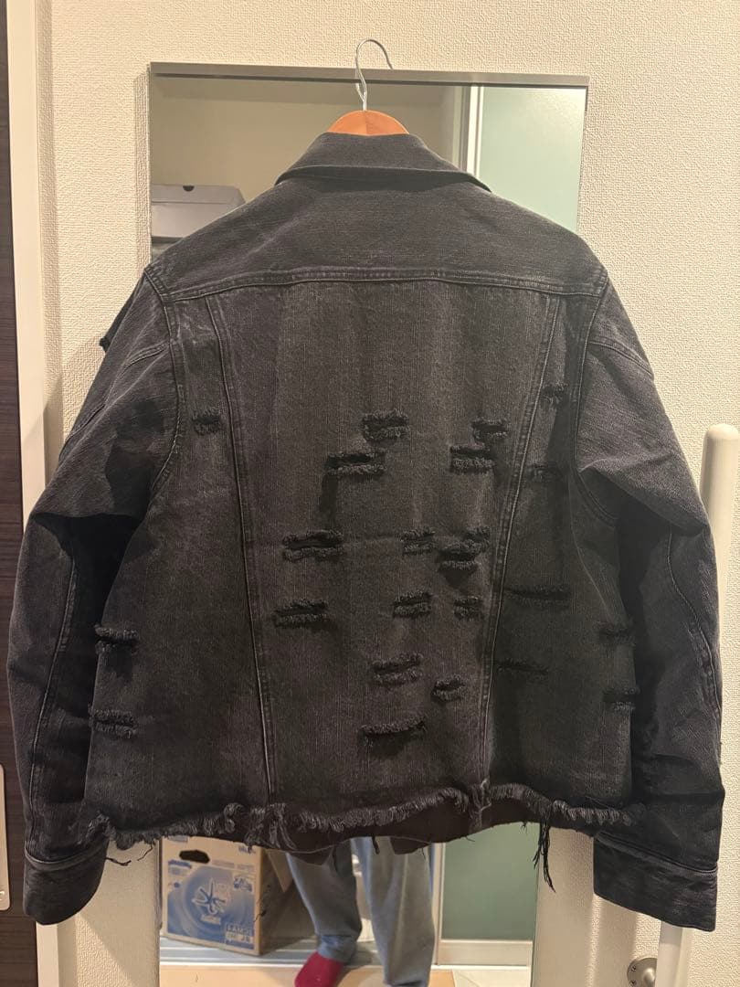 【GRANCY】スウェットドッキングデザインダメージデニムジャケット