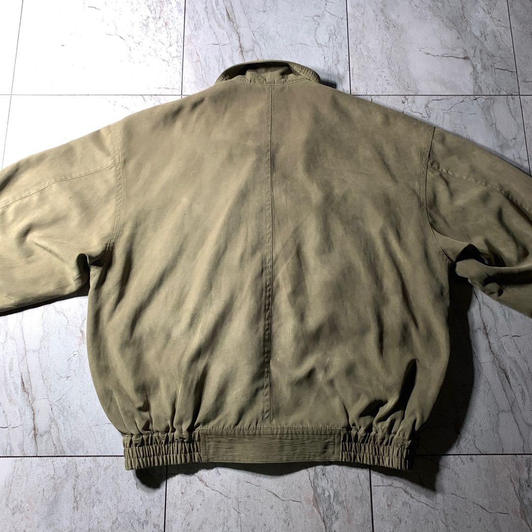 短丈 フェイクスエード スイングトップ ハリントンジャケット カーキ チェック