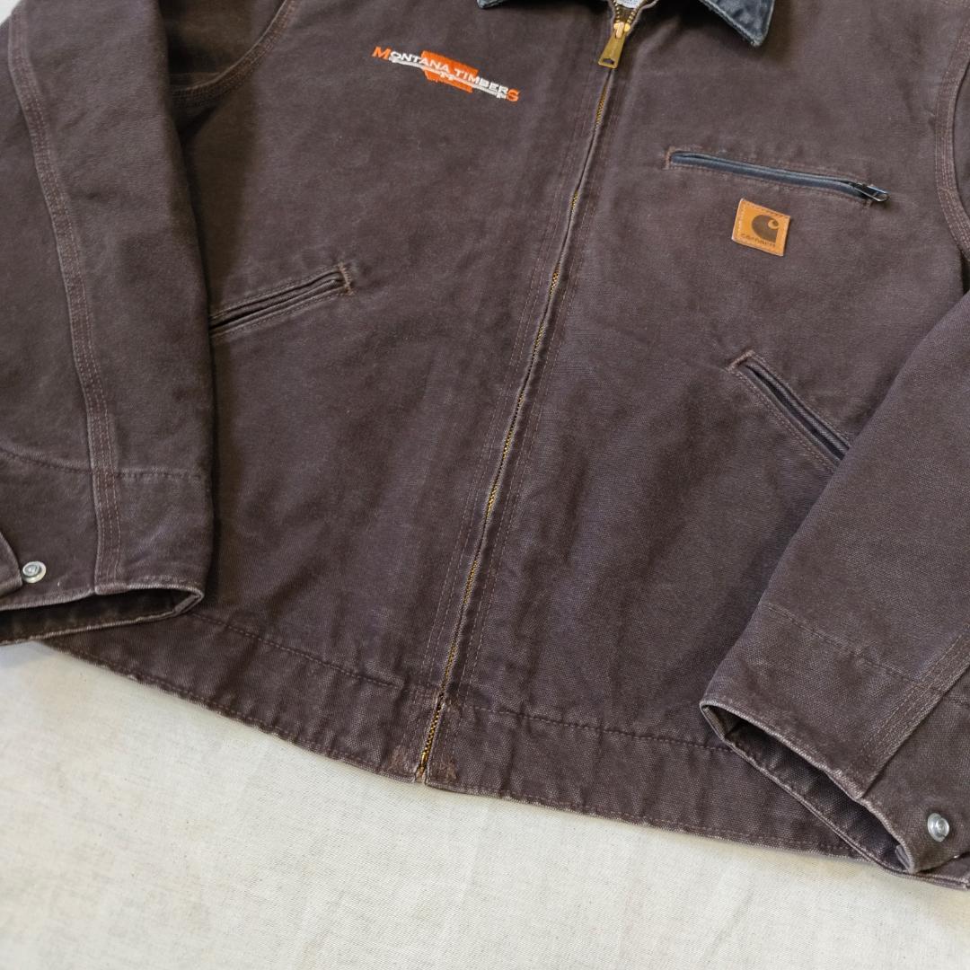 カーハート デトロイトジャケット ダークブラウン J97 DKB 企業ロゴ 刺繍
