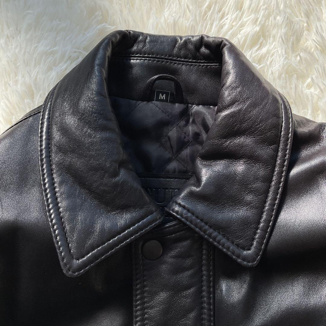 美品✨90's レザージャケット　本革　ジップアップ　M ブラック　ボンバー