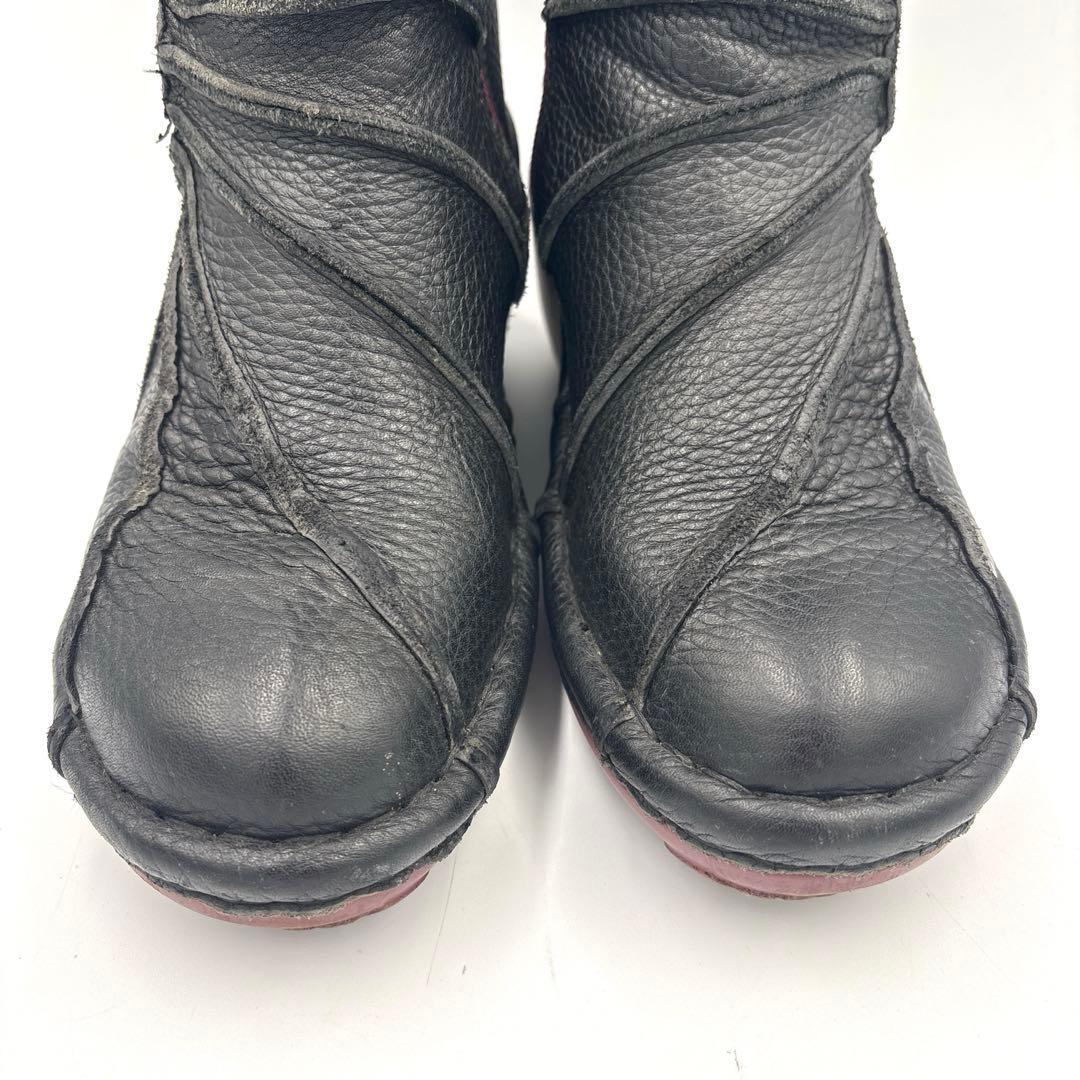 エスタシオン うずまき ショートブーツ【M】23cm ブラック サイドジップ