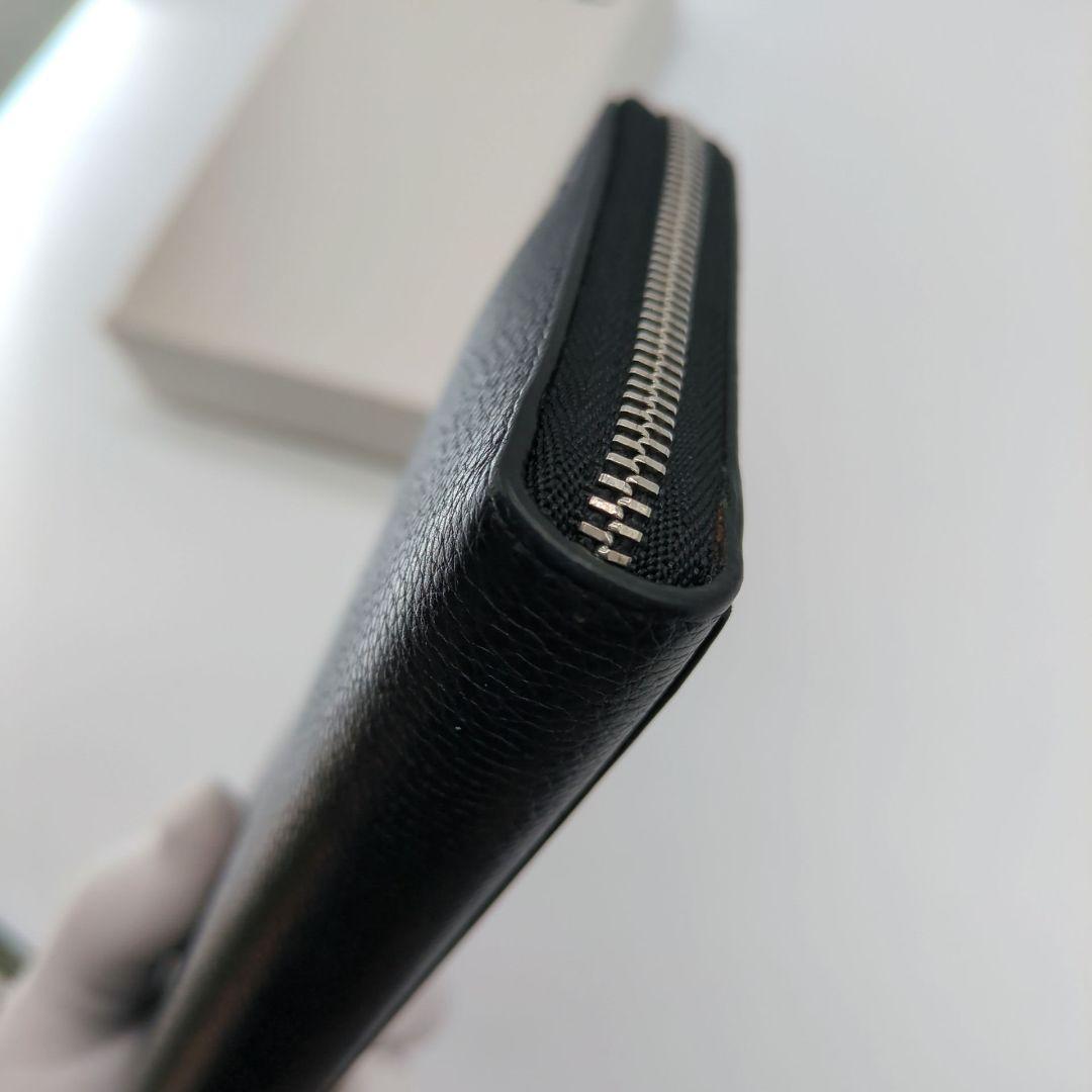 【未使用級】ロエベ レザー 長財布 ラウンドファスナー アナグラム 黒 シボ皮