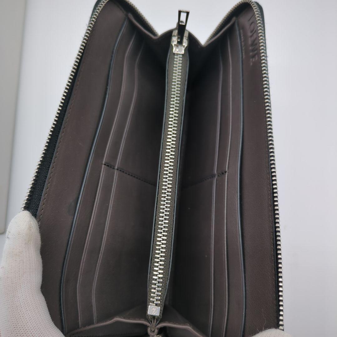 【未使用級】ロエベ レザー 長財布 ラウンドファスナー アナグラム 黒 シボ皮