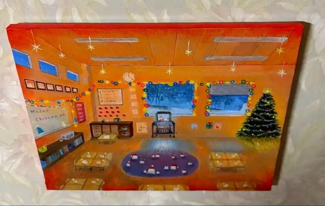 christmas party アクリル画　F3