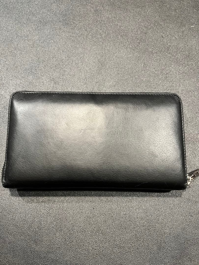 美品　バレンシアガ　ラウンドジップ長財布　白ロゴ×ブラックレザー