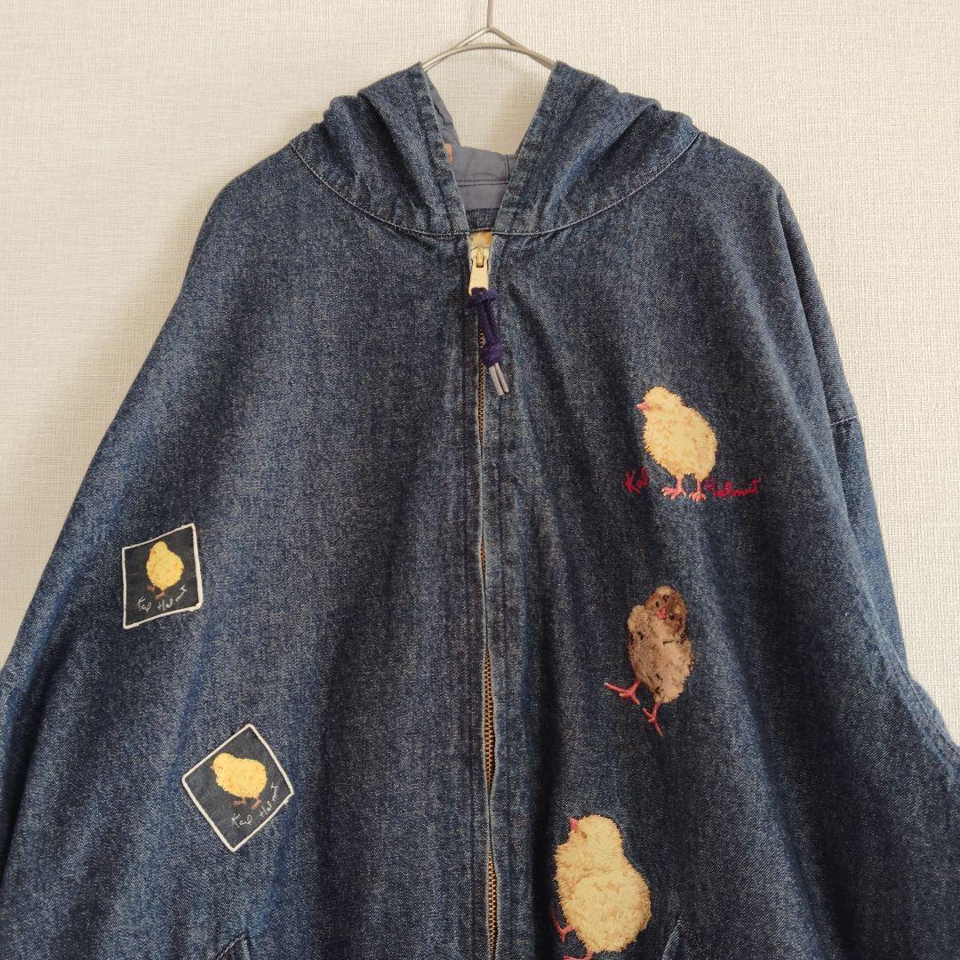 ピンクハウス カールヘルム ひよこ総柄 デニムブルゾン パーカー 刺繍 90s