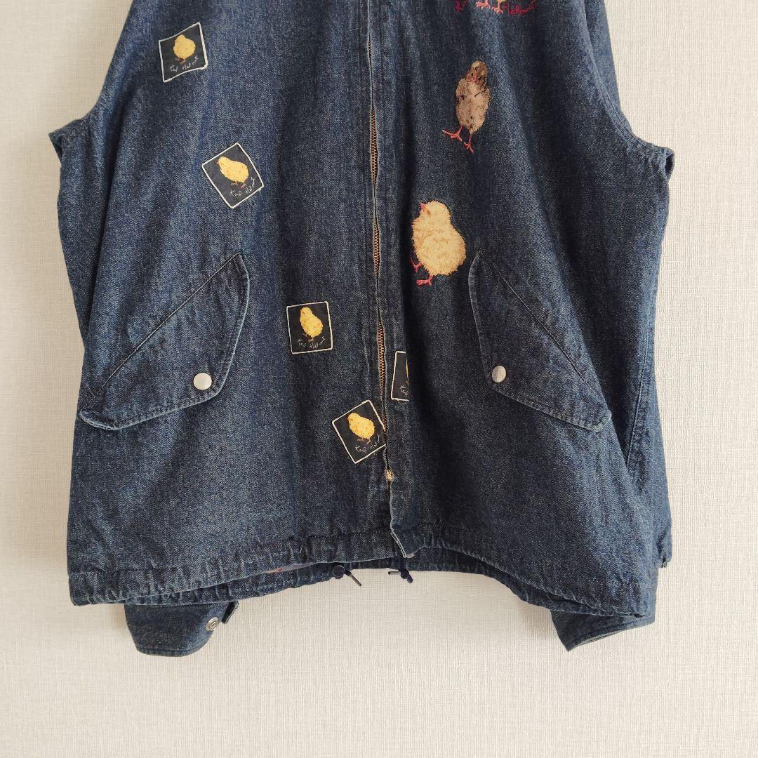 ピンクハウス カールヘルム ひよこ総柄 デニムブルゾン パーカー 刺繍 90s
