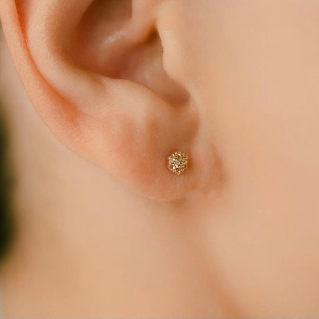 PICOLLET TOPAZDIAMONDK10YG フラワーピアス　ピコレ