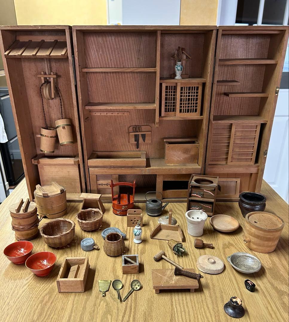 【レア】昔のくらし　ままごと　木製　台所セット　ごっこ遊び　アンティーク　レトロ