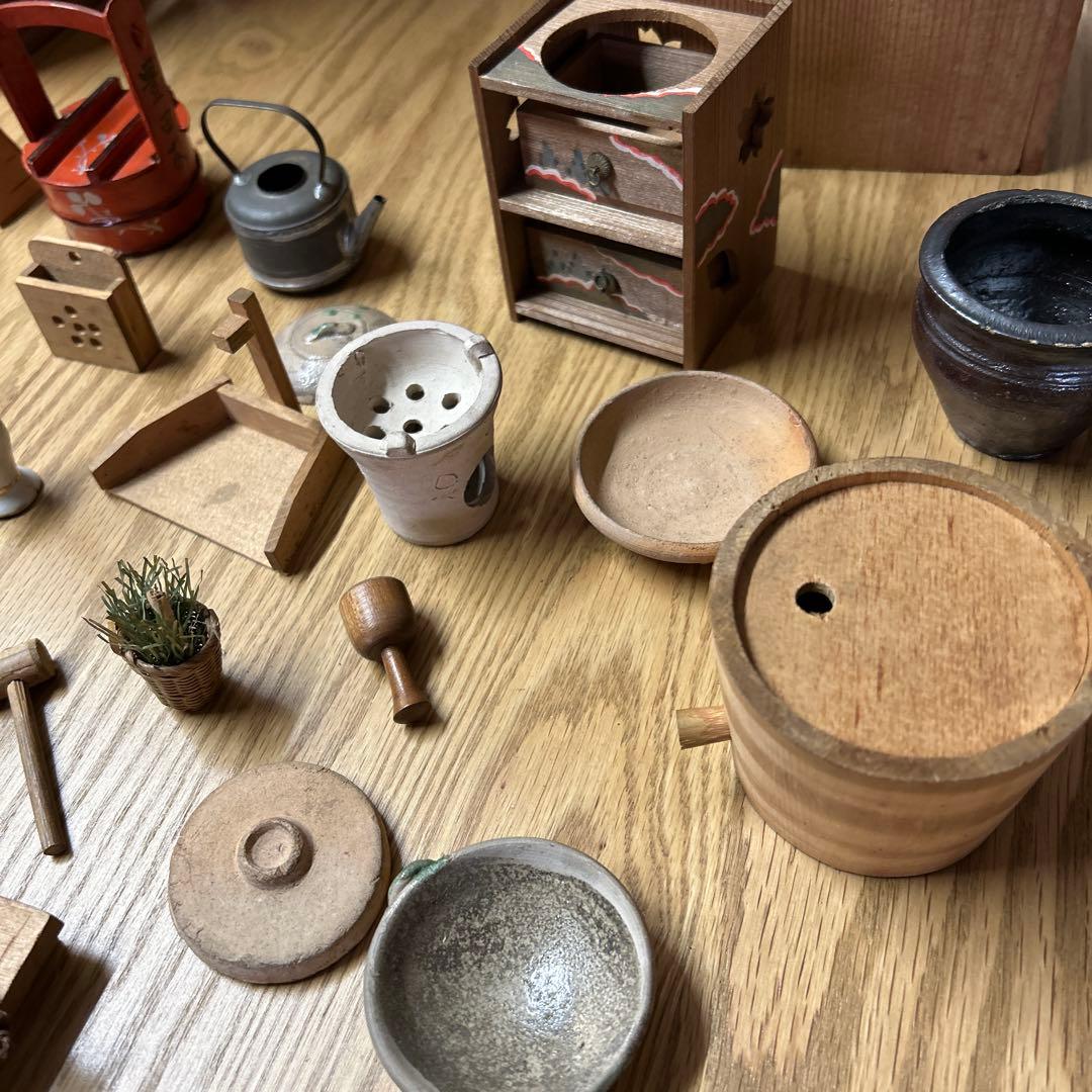 【レア】昔のくらし　ままごと　木製　台所セット　ごっこ遊び　アンティーク　レトロ