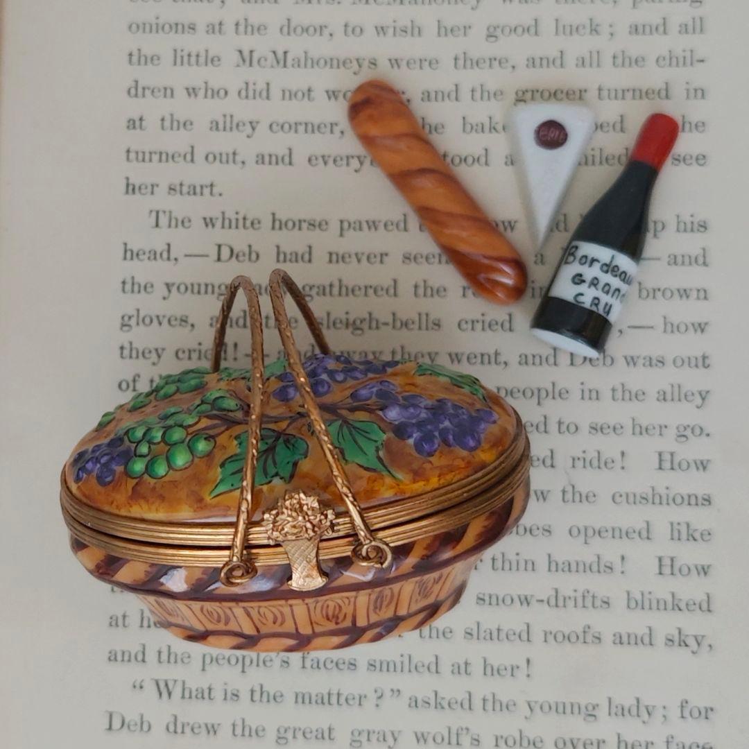 限定生産リモージュボックス　ぶどうがいっぱいのピクニックバスケット　フランス製