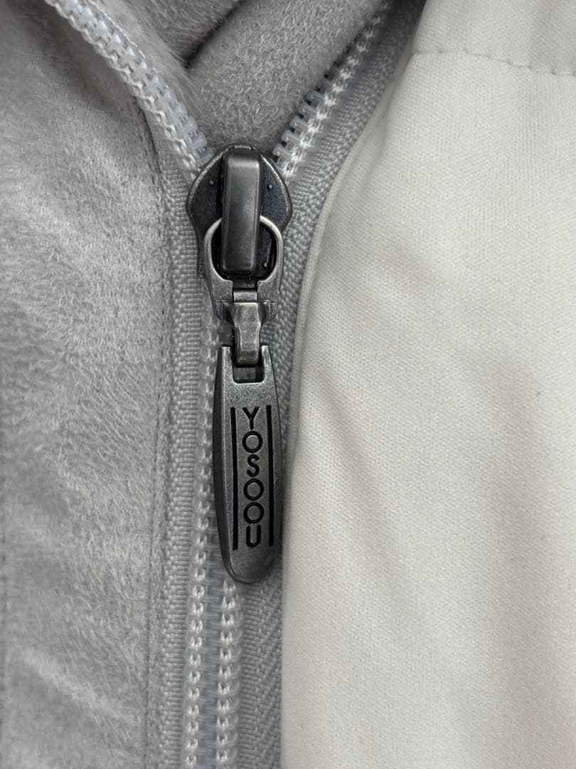 新品　YOSOOU　ヨソオウ　フェイクムートンフードジャケット　オフホワイト