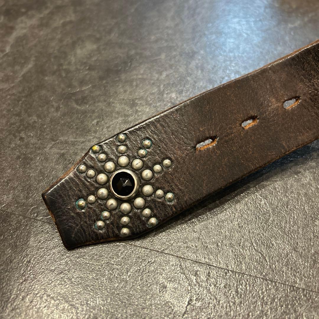 HTC ベルト　endonly エンドオンリー　スタッズベルト　アメカジ　茶芯