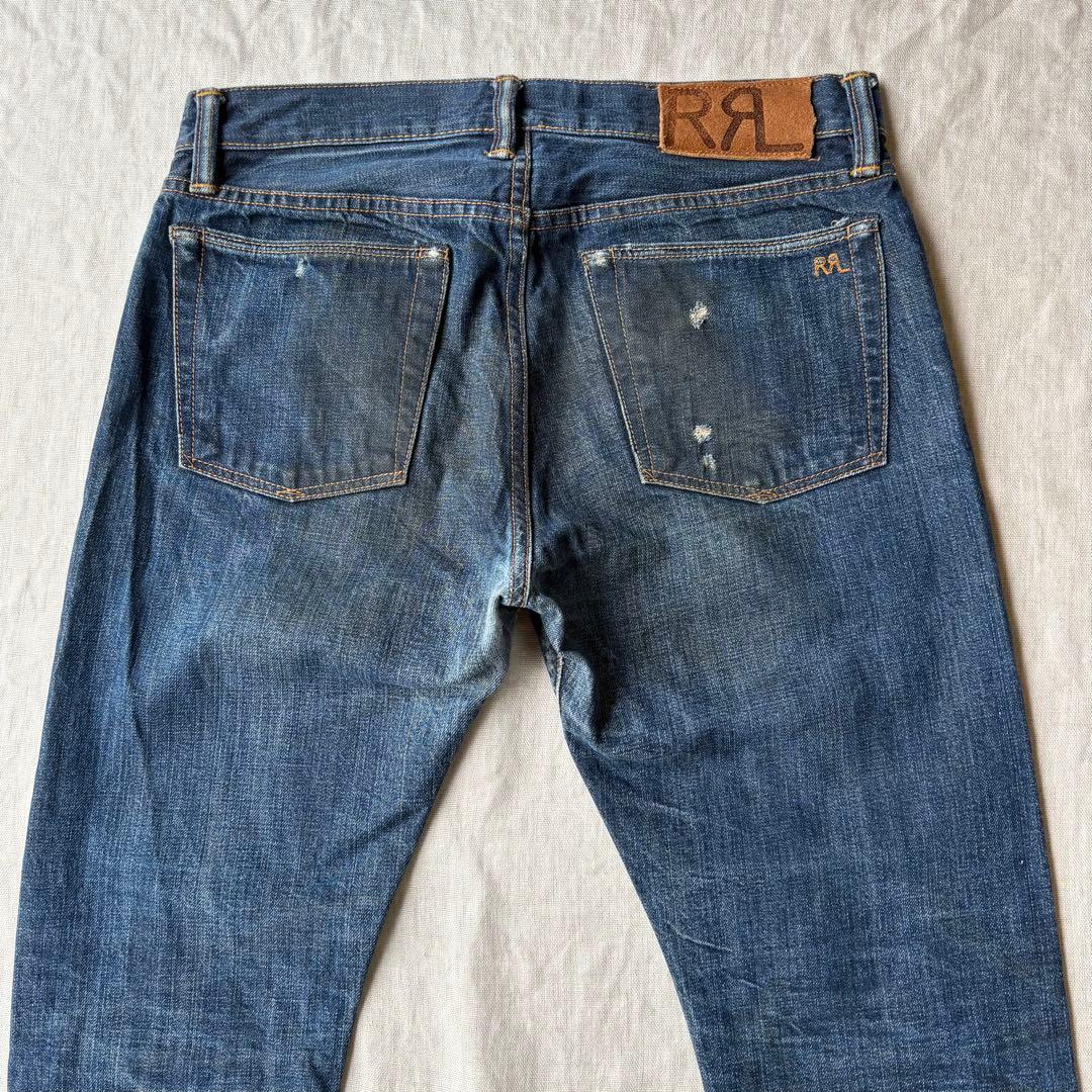 【名作】RRL CRUSH JEANS ダメージ インディゴ デニムパンツ 32