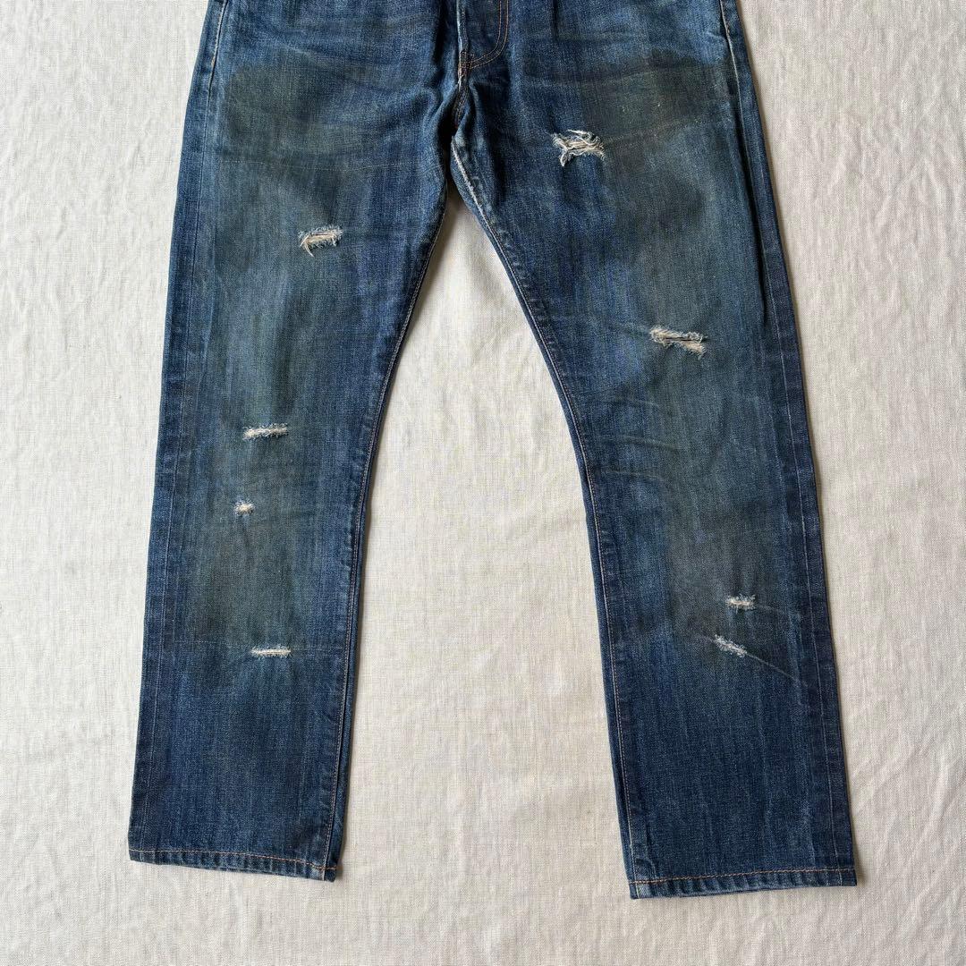 【名作】RRL CRUSH JEANS ダメージ インディゴ デニムパンツ 32