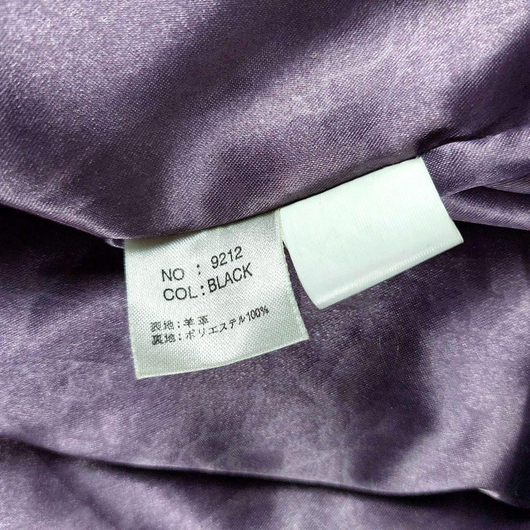 L 裏地派手色 ラムレザー ダブルブレストジャケット ミドル丈コート 黒パープル