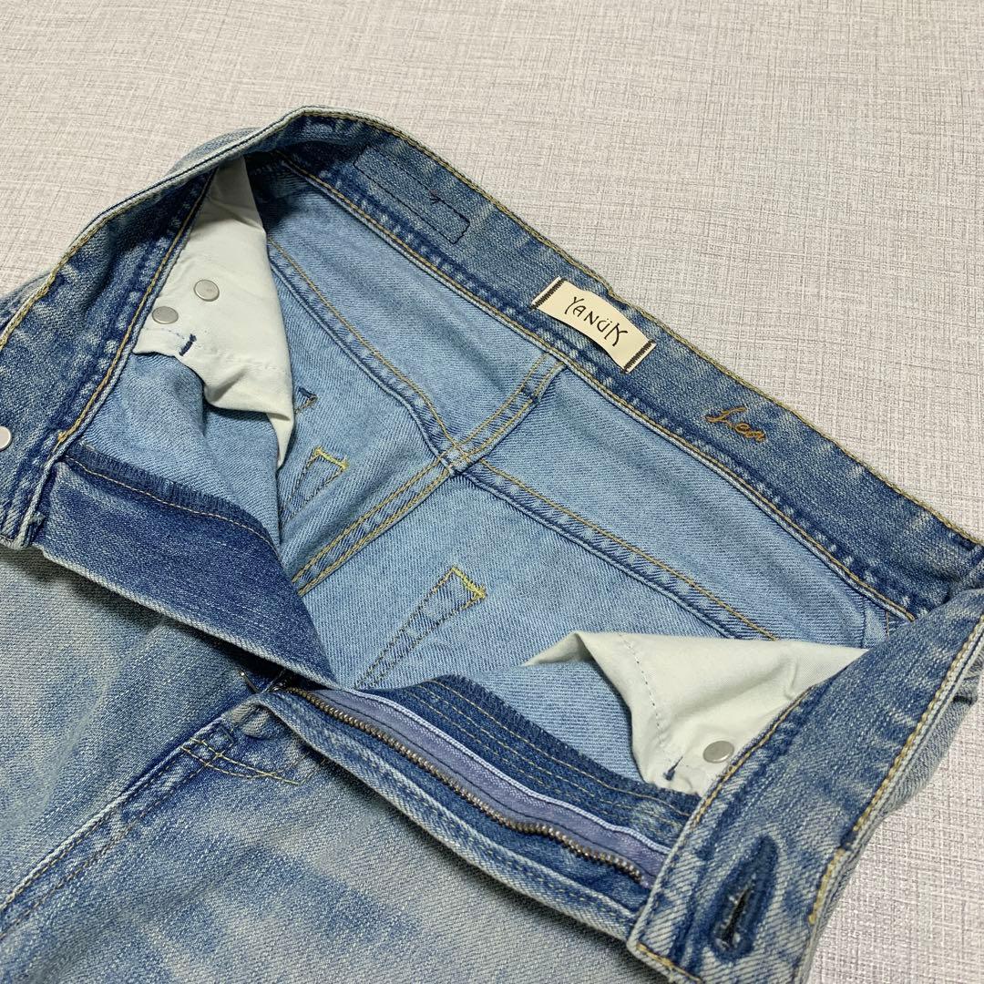 【極美品】YANUK　ボーイズストレート　LEA　57111231　革パッチ　青