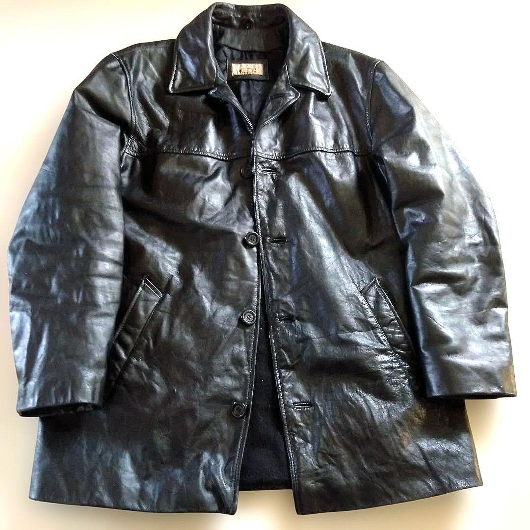 90s Vintage EU レザーカーコート ハーフコート レザージャケット