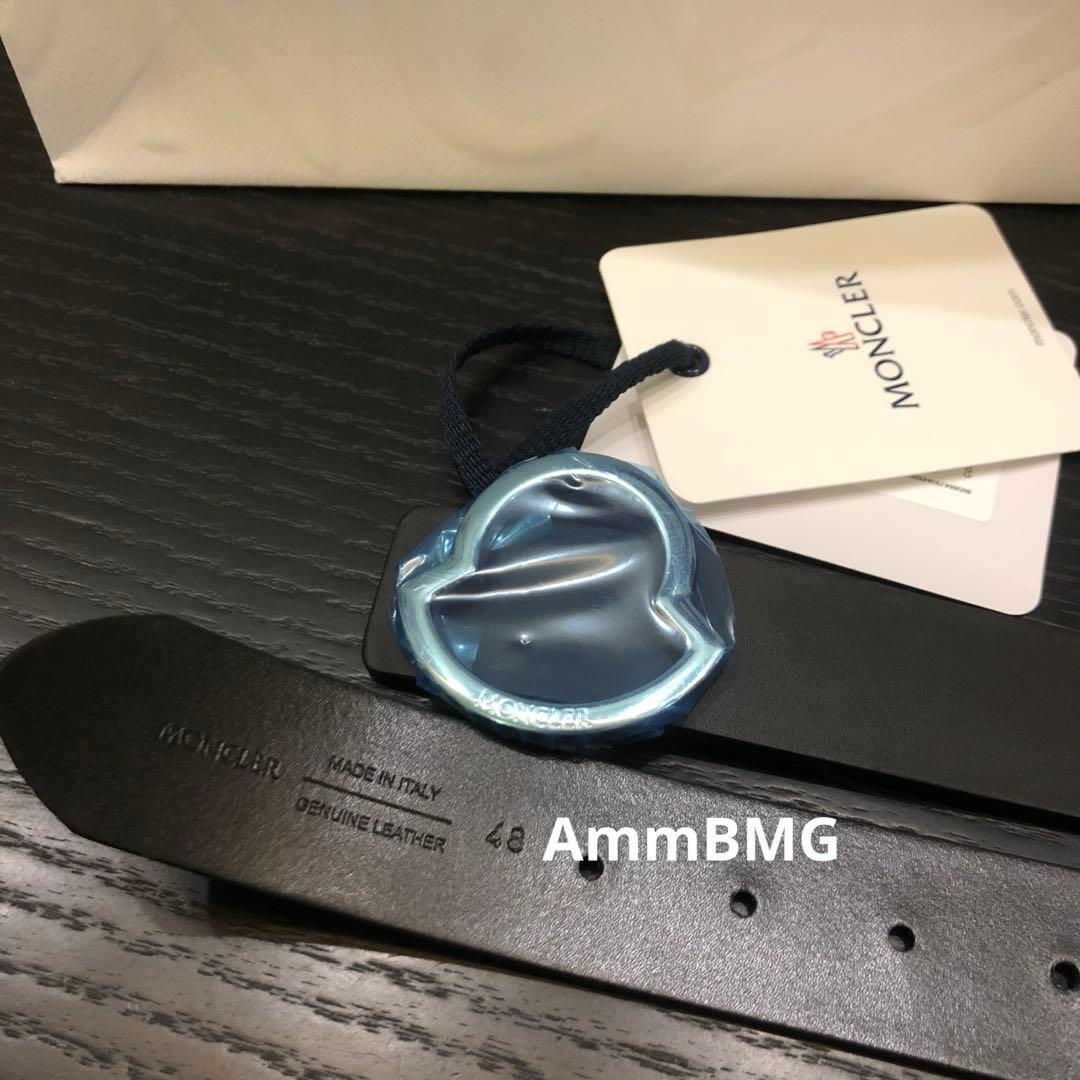 新品 Moncler モンクレール シルバー ロゴバックル ベルト メンズ48