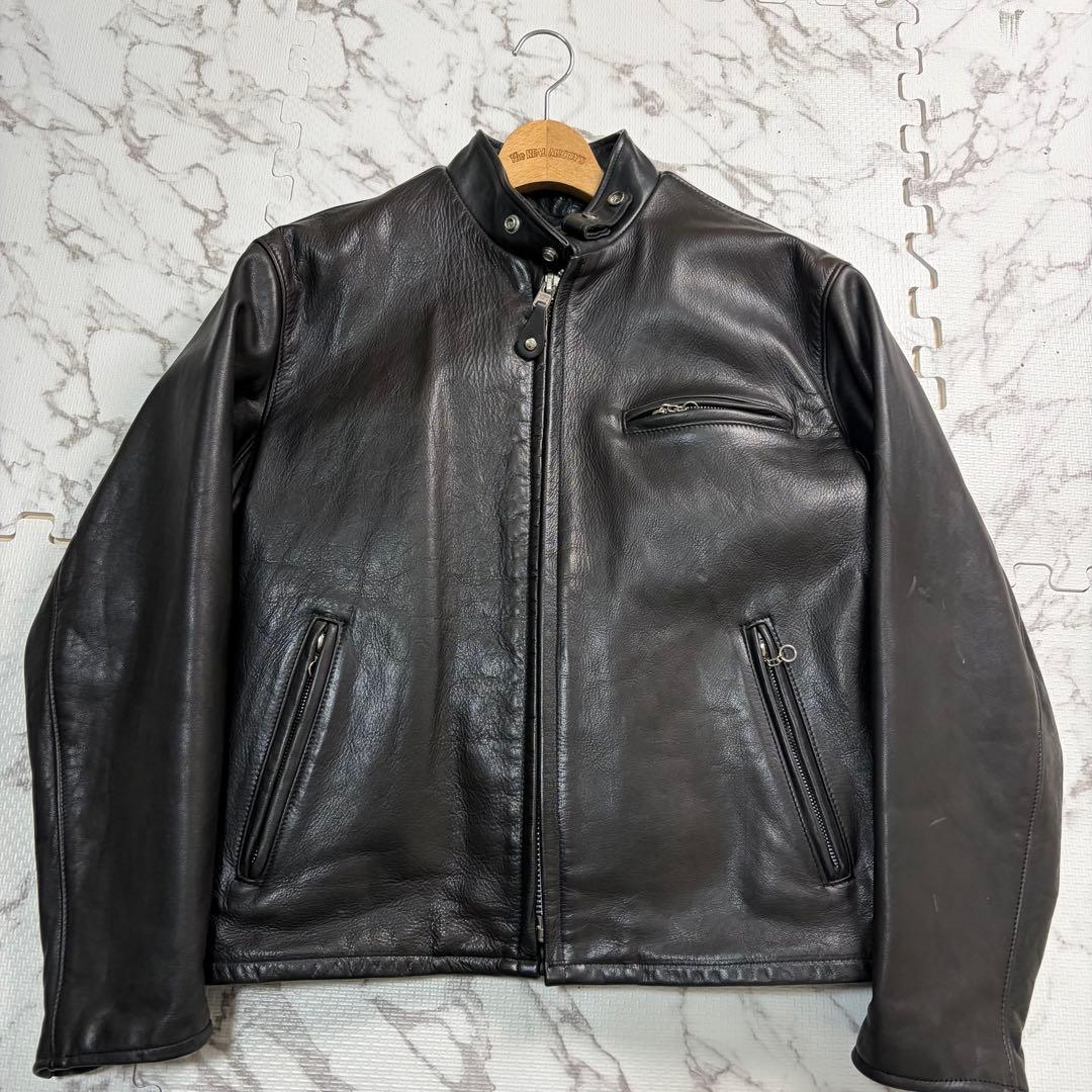 奇跡の42size✨schott シングルライダース ボア ブラック 黒　141