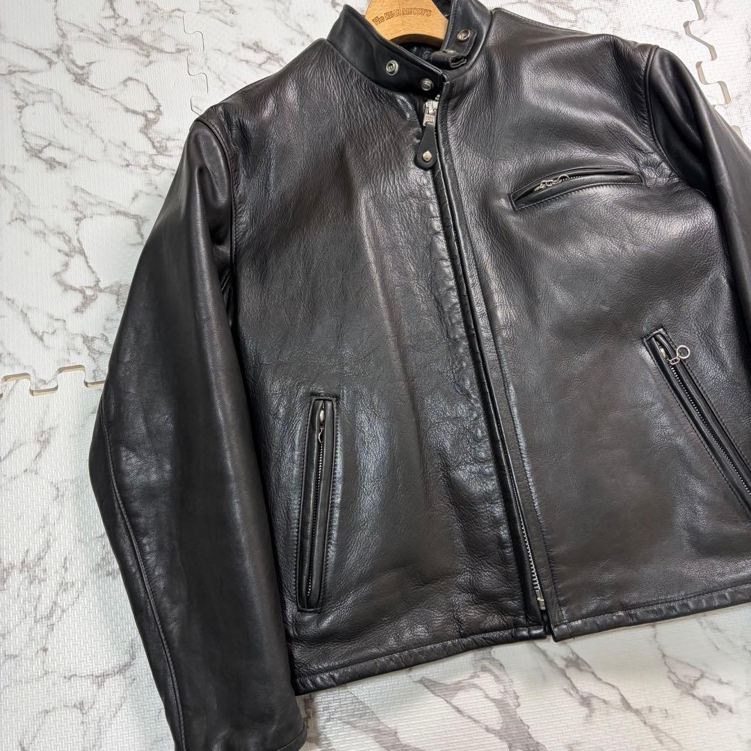 奇跡の42size✨schott シングルライダース ボア ブラック 黒　141