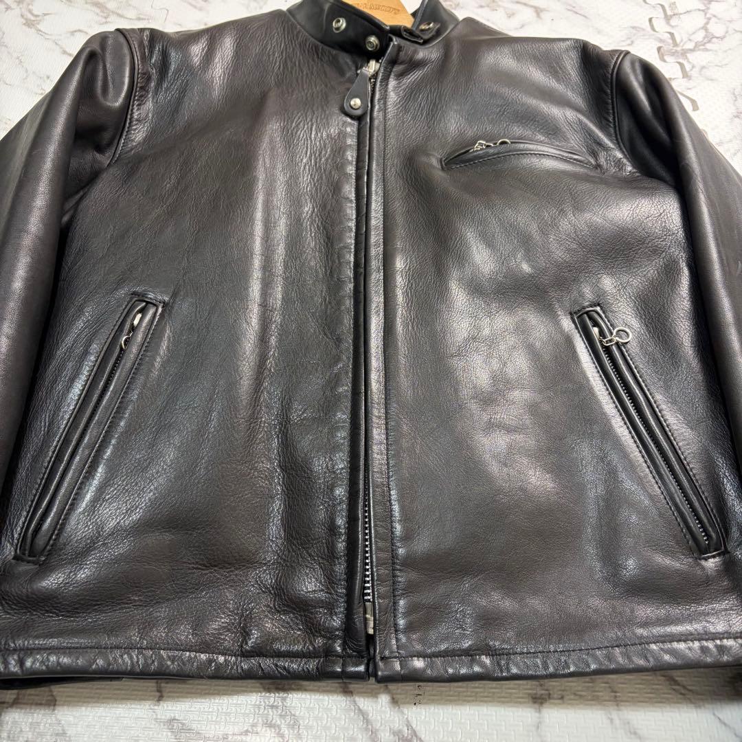 奇跡の42size✨schott シングルライダース ボア ブラック 黒　141