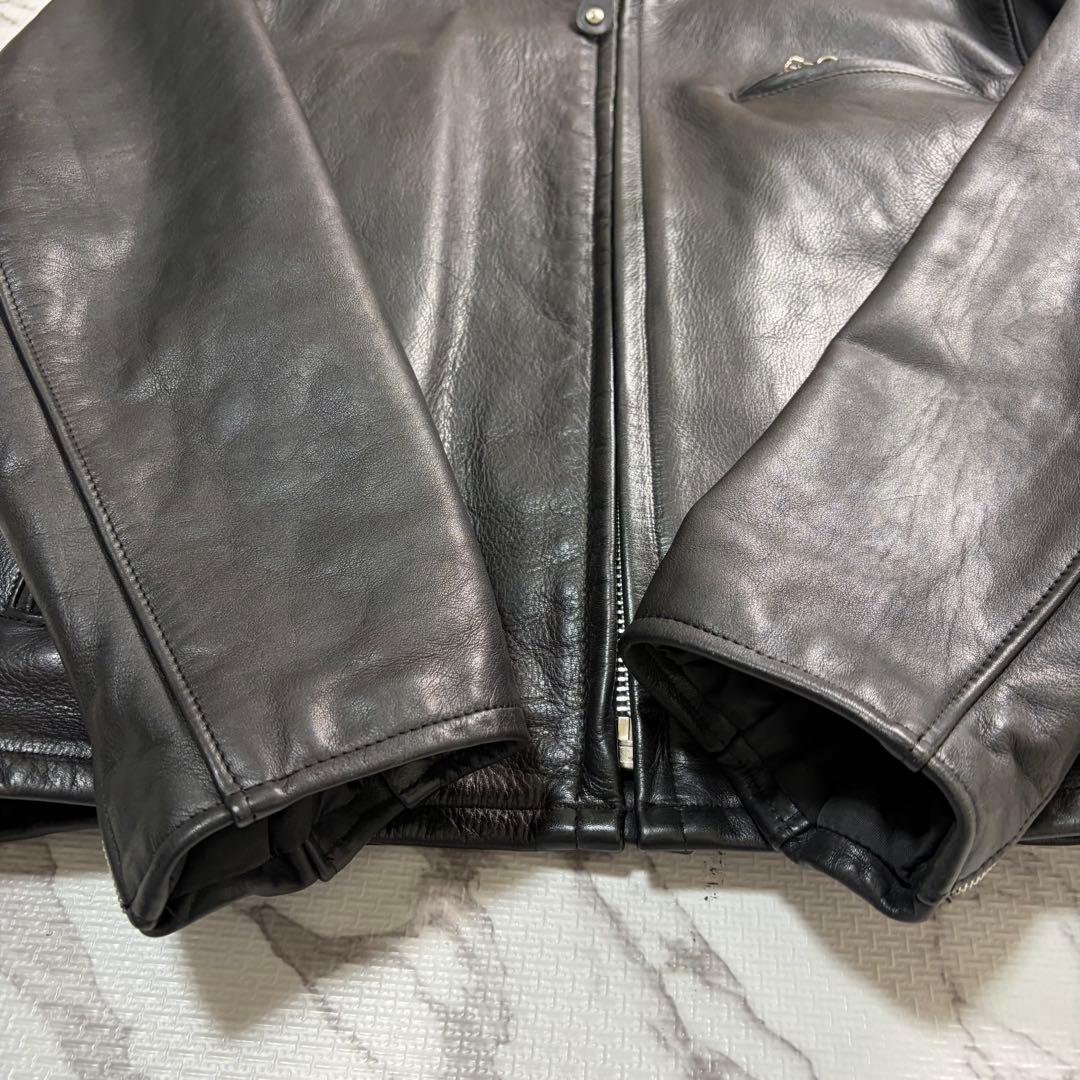 奇跡の42size✨schott シングルライダース ボア ブラック 黒　141
