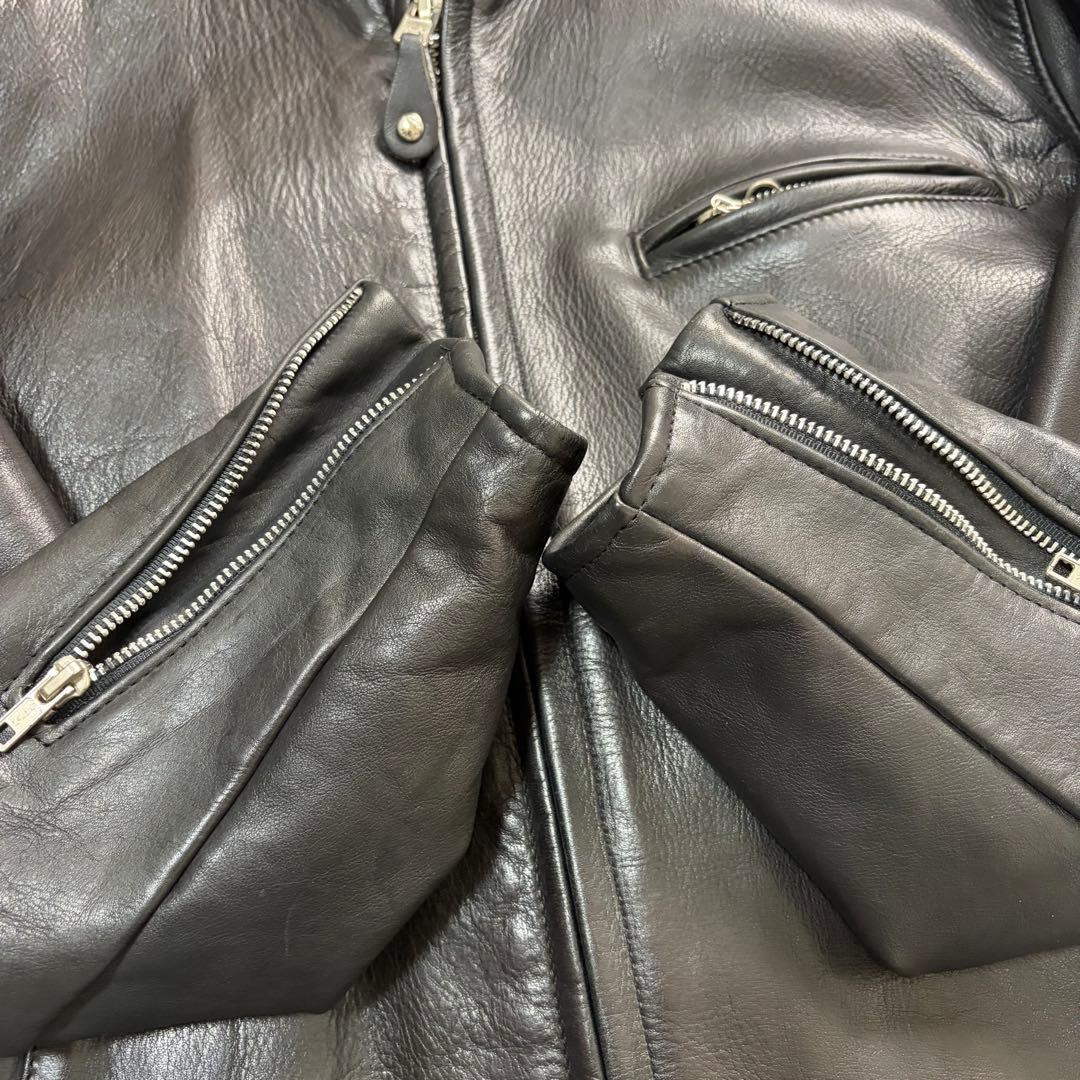 奇跡の42size✨schott シングルライダース ボア ブラック 黒　141