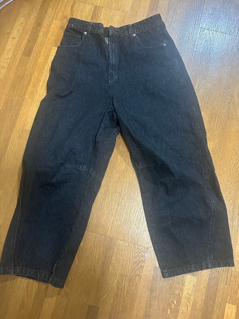 NoREMIDブラックデニムワイドパンツ