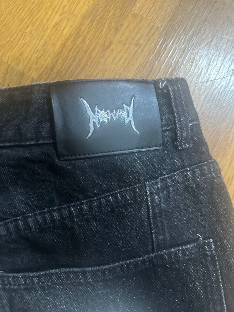 NoREMIDブラックデニムワイドパンツ