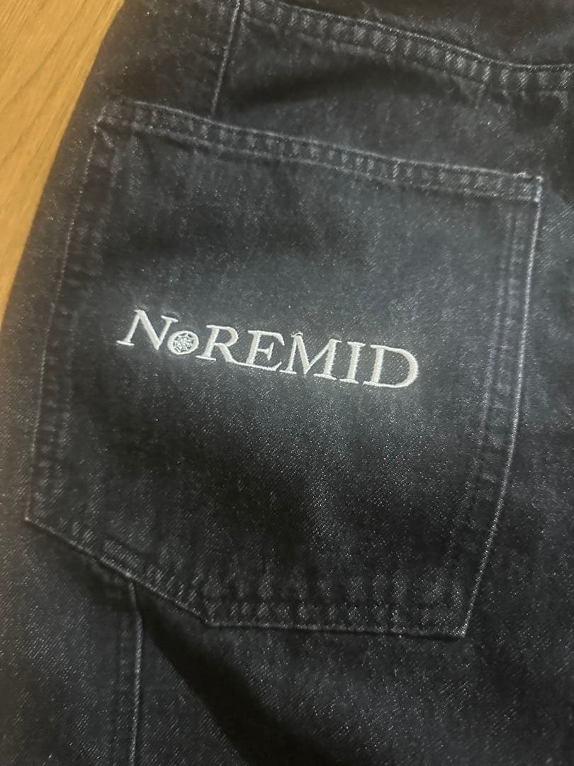 NoREMIDブラックデニムワイドパンツ