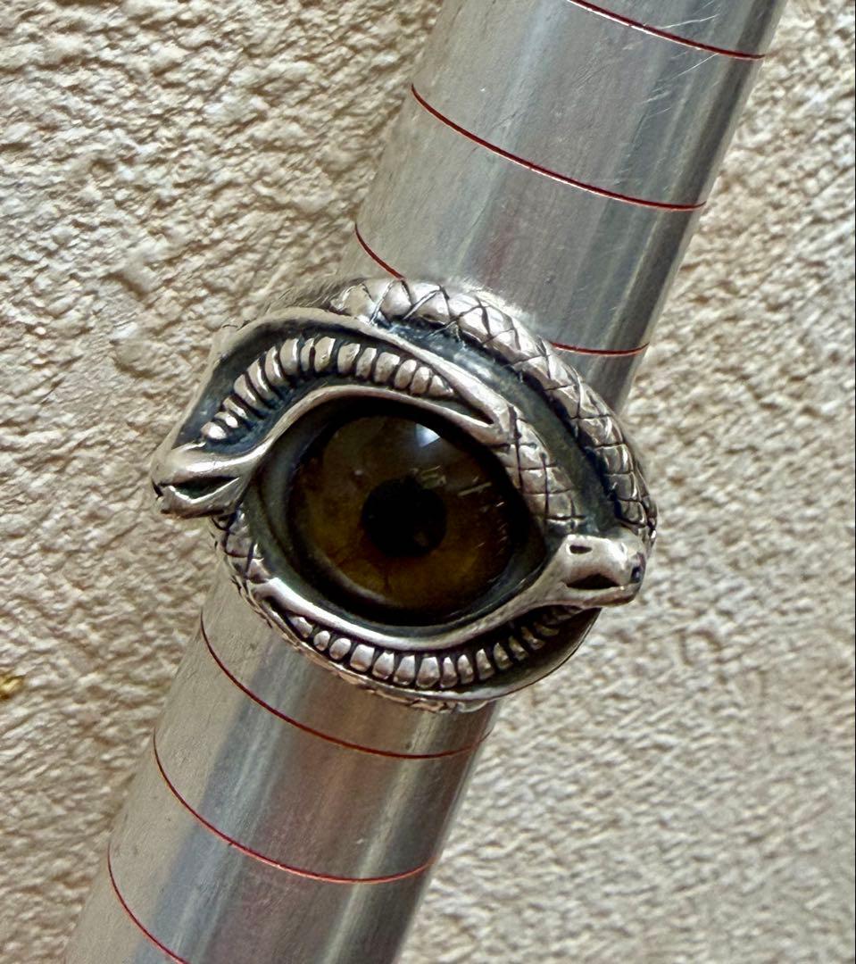 目玉リング　STERLING シルバー 13号　義眼　ブラウンカラー