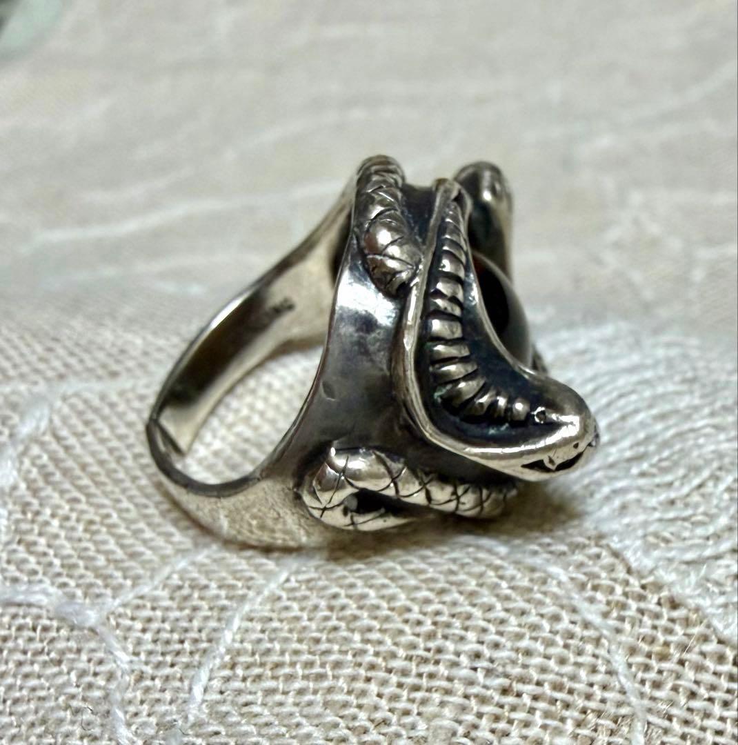 目玉リング　STERLING シルバー 13号　義眼　ブラウンカラー