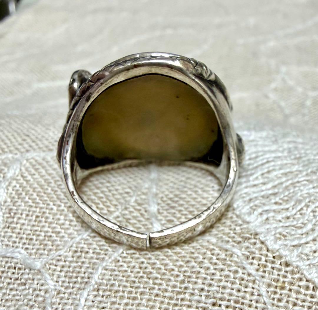 目玉リング　STERLING シルバー 13号　義眼　ブラウンカラー