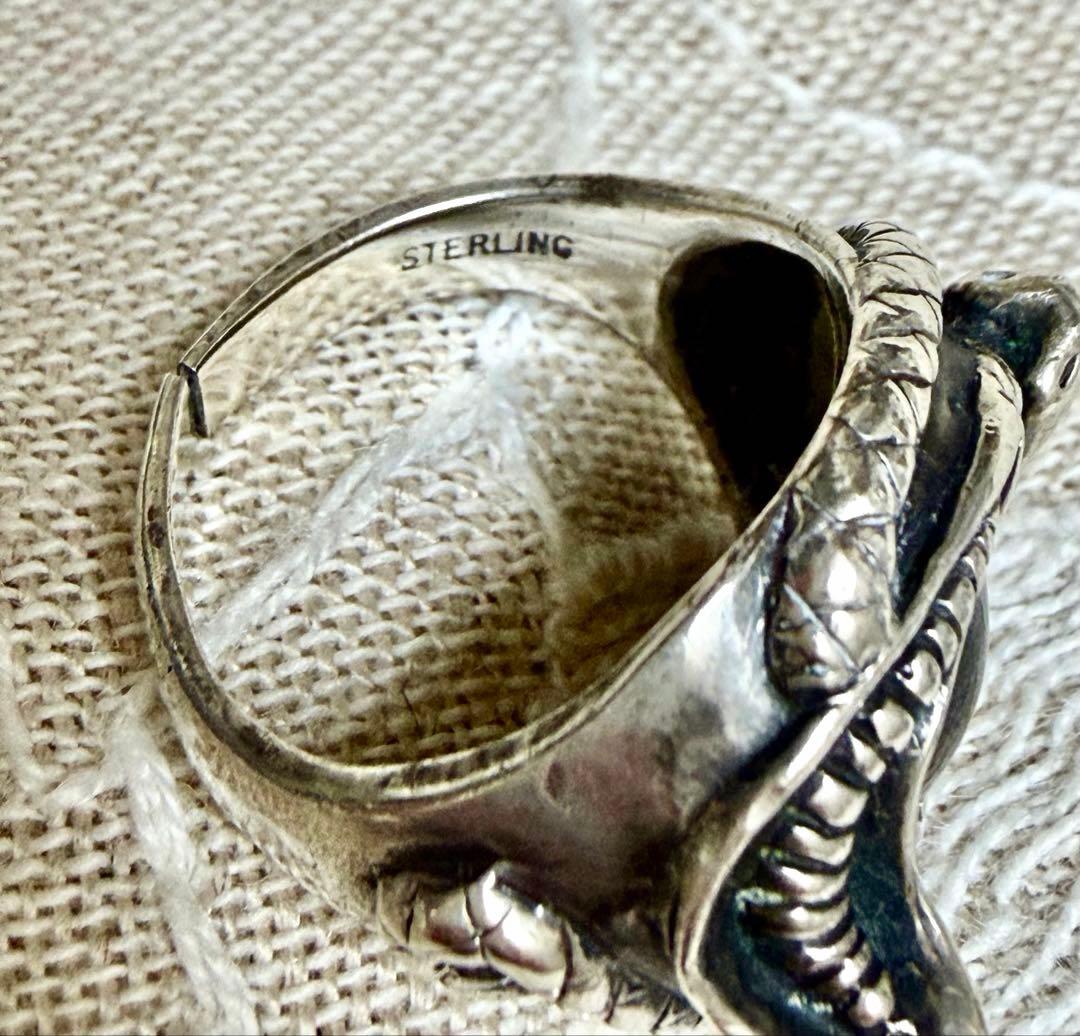 目玉リング　STERLING シルバー 13号　義眼　ブラウンカラー