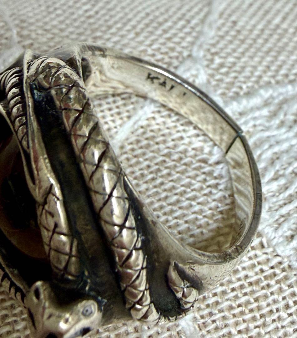 目玉リング　STERLING シルバー 13号　義眼　ブラウンカラー