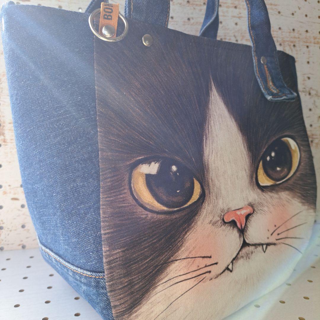 ゆ*ら様 コヤンイサムチョン　BICフェイスジョーズ　デニムリメイクトートバッグ