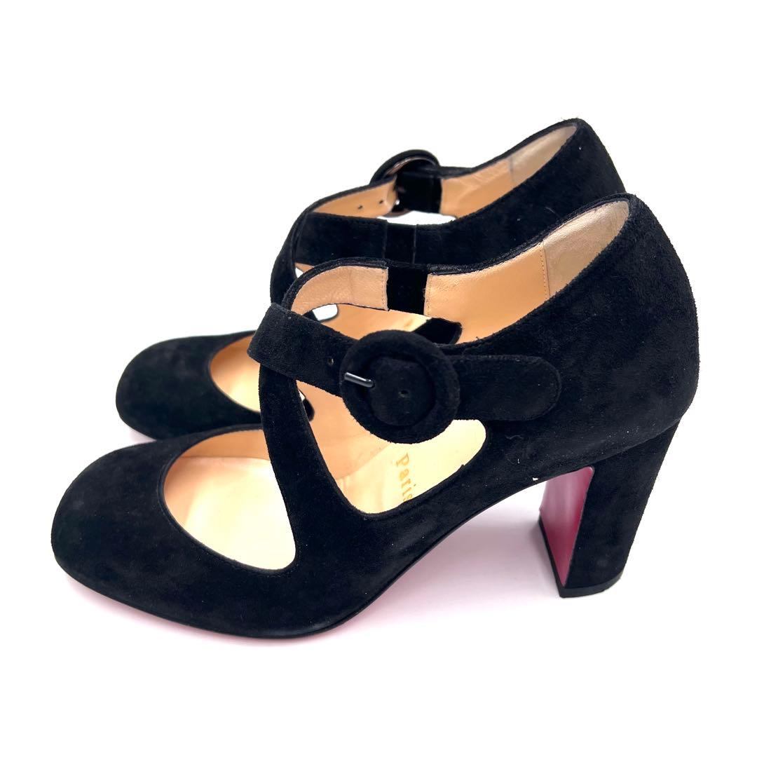 【美品】クリスチャンルブタン スエード パンプス ブラック 22cm