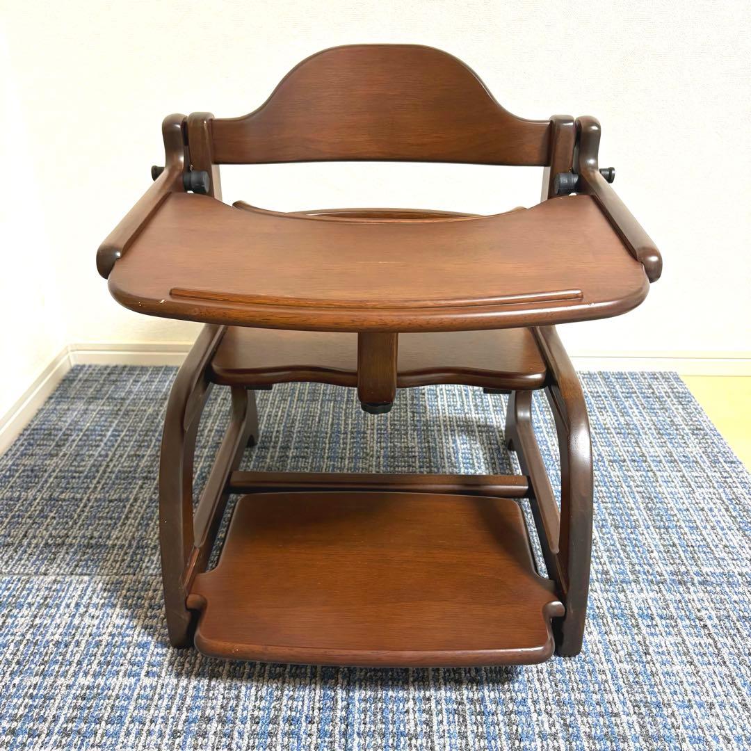 大和屋 すくすくローチェアⅡ ダークブラウン テーブル付き ガード付き