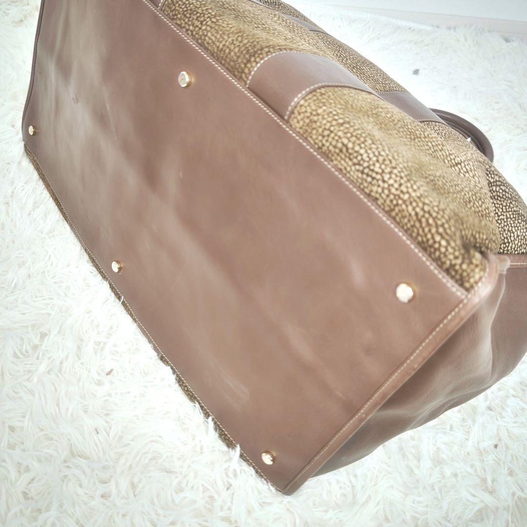 ボルボネーゼ　スエード　レザー　ブラウン　うずら　ハンド ボストン 旅行 バック