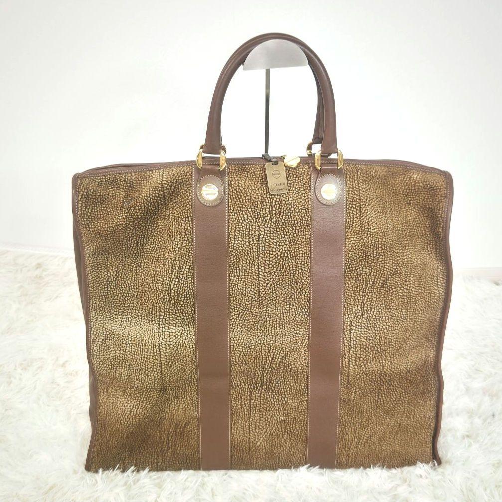 ボルボネーゼ　スエード　レザー　ブラウン　うずら　ハンド ボストン 旅行 バック