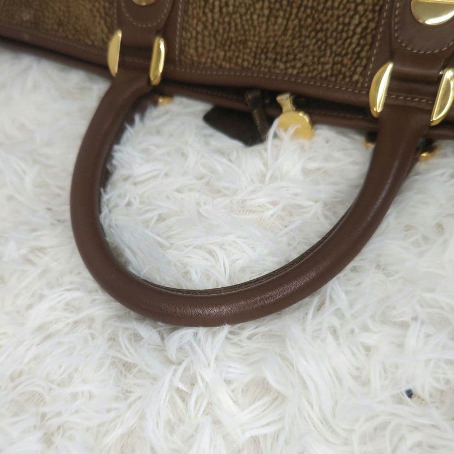 ボルボネーゼ　スエード　レザー　ブラウン　うずら　ハンド ボストン 旅行 バック