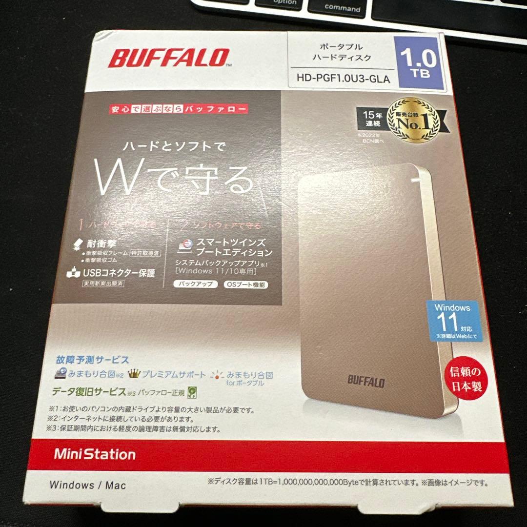 BUFFALO 1.0TB ポータブルHDD HD-PGF1.0U3-GLA