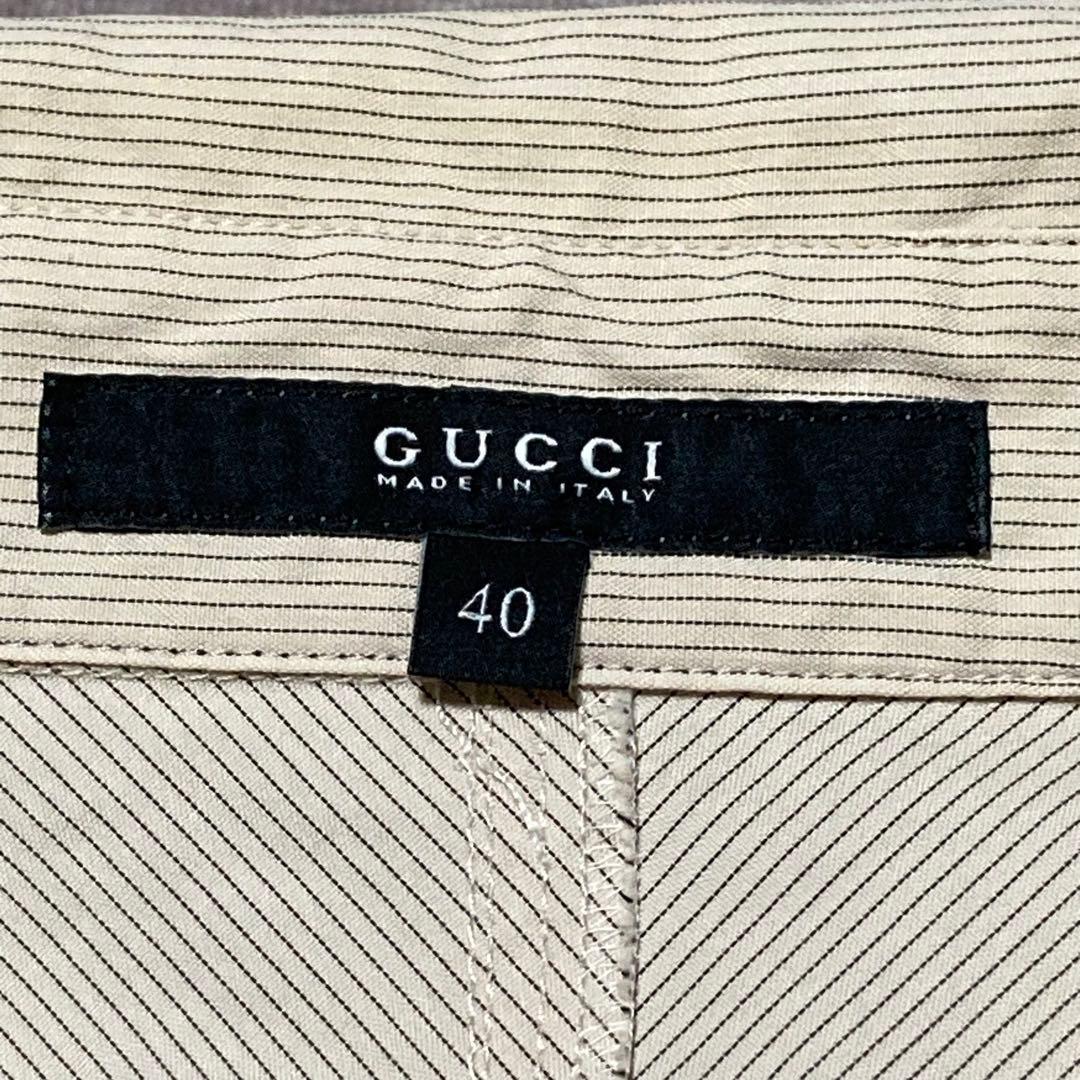 希少　グッチ　GUCCI （40） 長袖シャツ　ブラウス　ストライプ　特殊ボタン