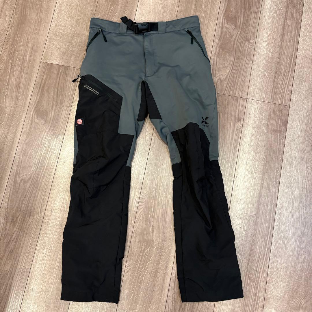 シマノ　xefo ウインドストッパーパンツ　裏起毛　グレー&ブラック　防寒