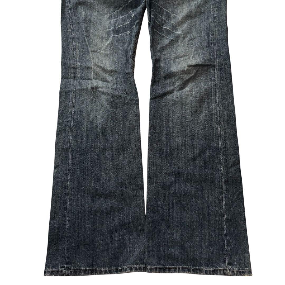 パンツ grunge cross design flare denim y2k